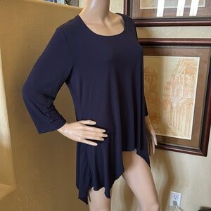 Slinky Brand Navy Blue Tunic Top sz L